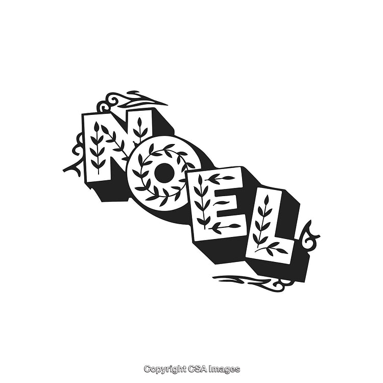 Stylish Noel Typography with Festive Decorative Design Elements