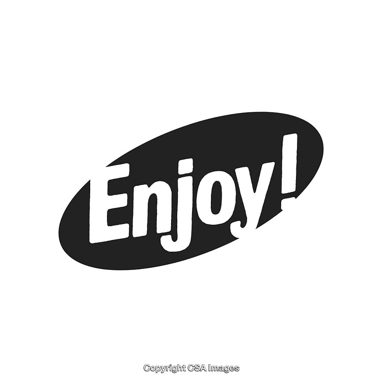 Bold Black And White Typography Design Featuring the Word Enjoy in Oval Shape