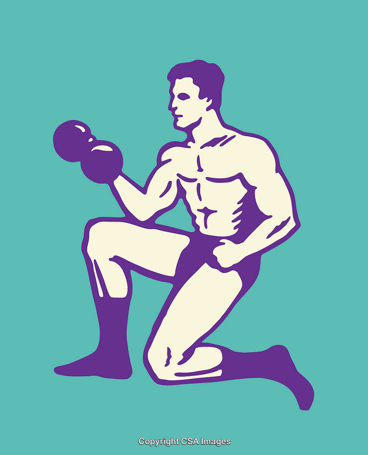 Color Line Art Illustration of a Person Performing Kettlebell Exercise