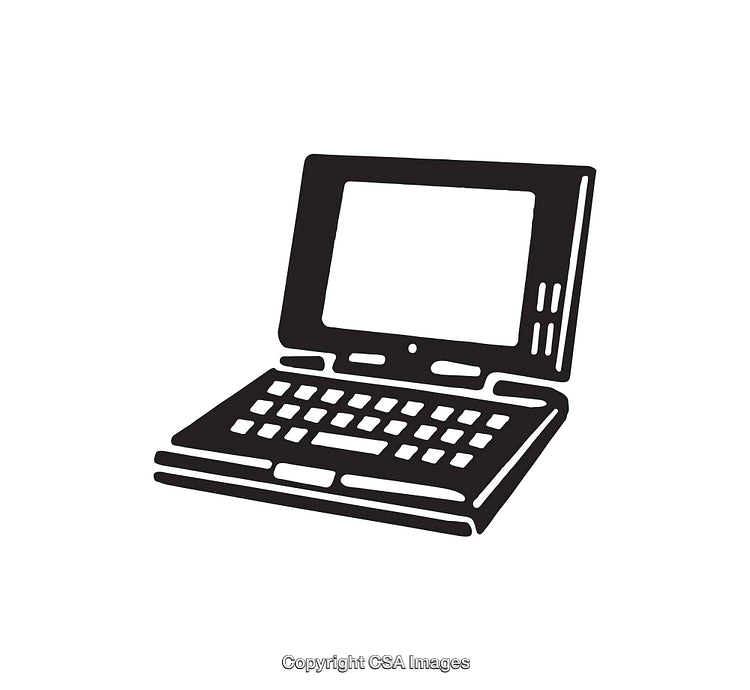 Black and White Illustration of a Laptop Computer with Minimalist Design