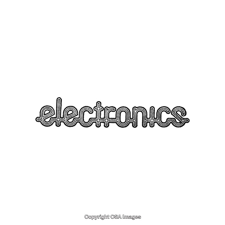 Electronics Themed Text Design in a Black and White Minimalist Style