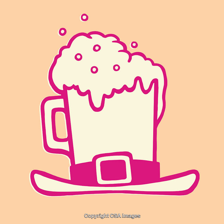 Colorful Line Art Illustration of Festive Beer Mug With Foam