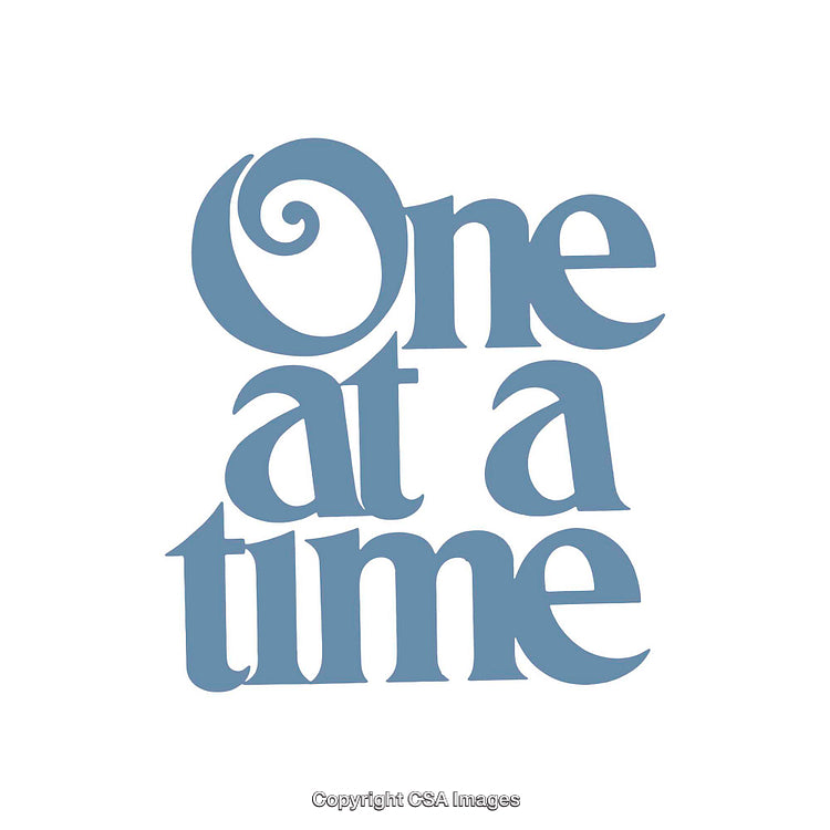 Inspirational Typography Saying 'One at a Time' in Blue Font Design