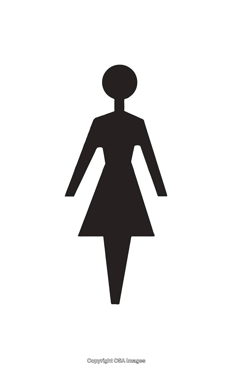 Minimalist Black and White Female Restroom Icon Sign