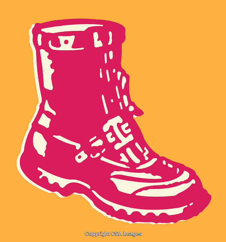 Vibrant Pink Boot Illustration on a Bright Orange Background