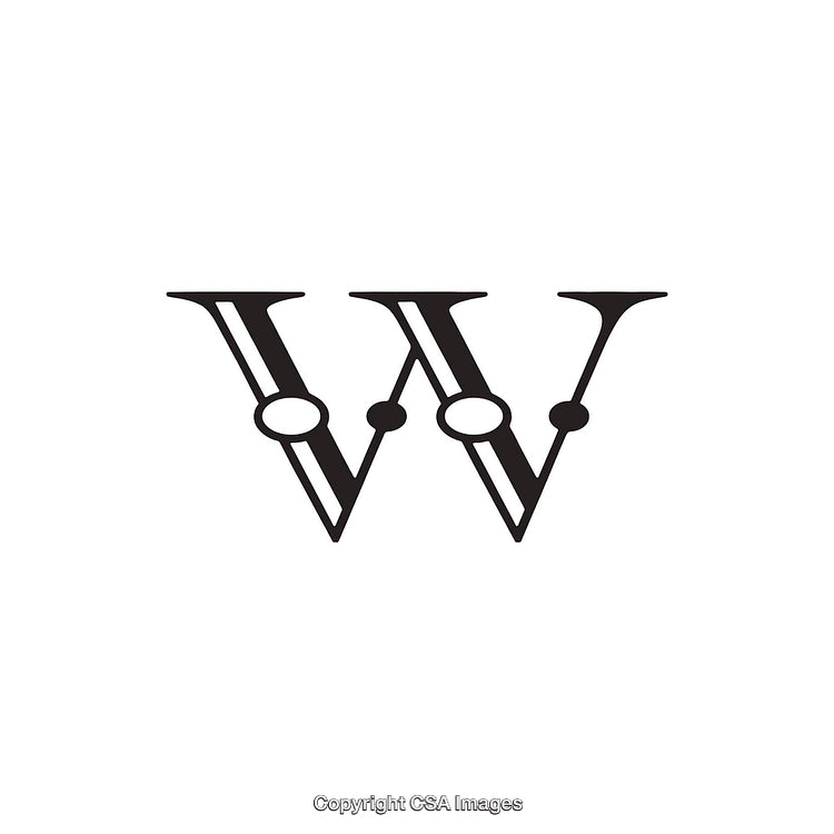 Stylized Letter W in Black Decorative Font Design