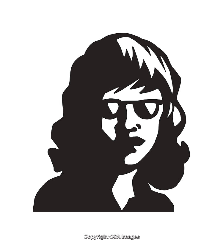 Black and White Line Art Portrait Illustration Featuring a Woman With Sunglasses