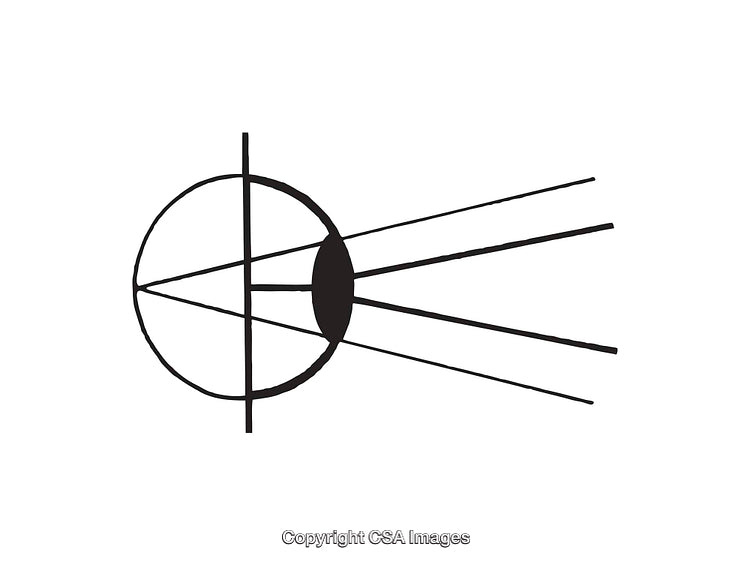Black and White Diagram Illustrating Optical Concepts and Light Refraction
