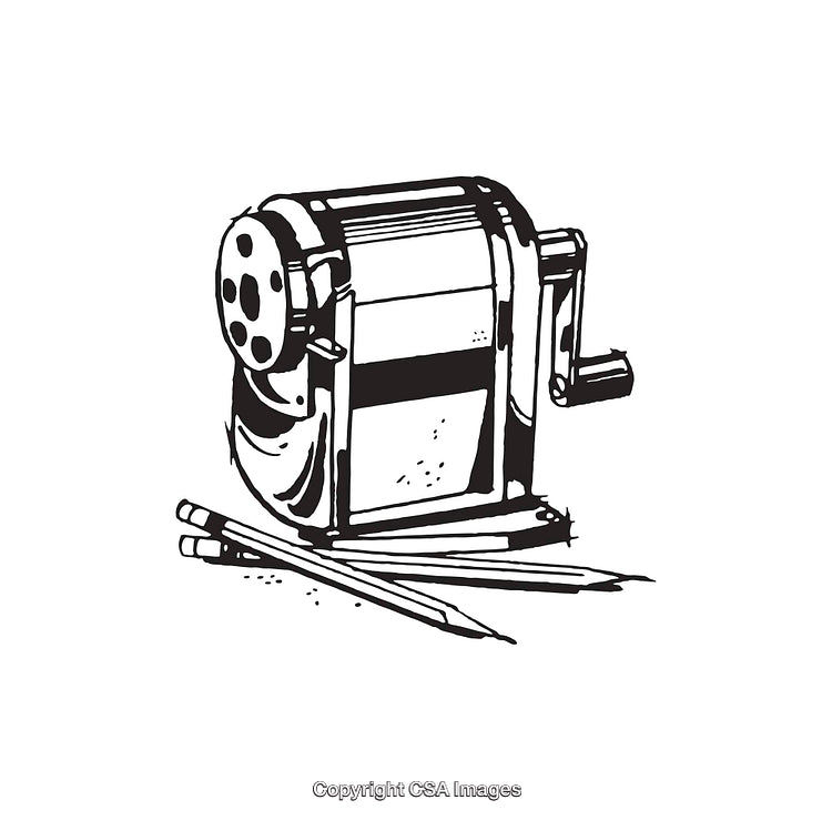 Black and White Illustration of a Vintage Pencil Sharpener