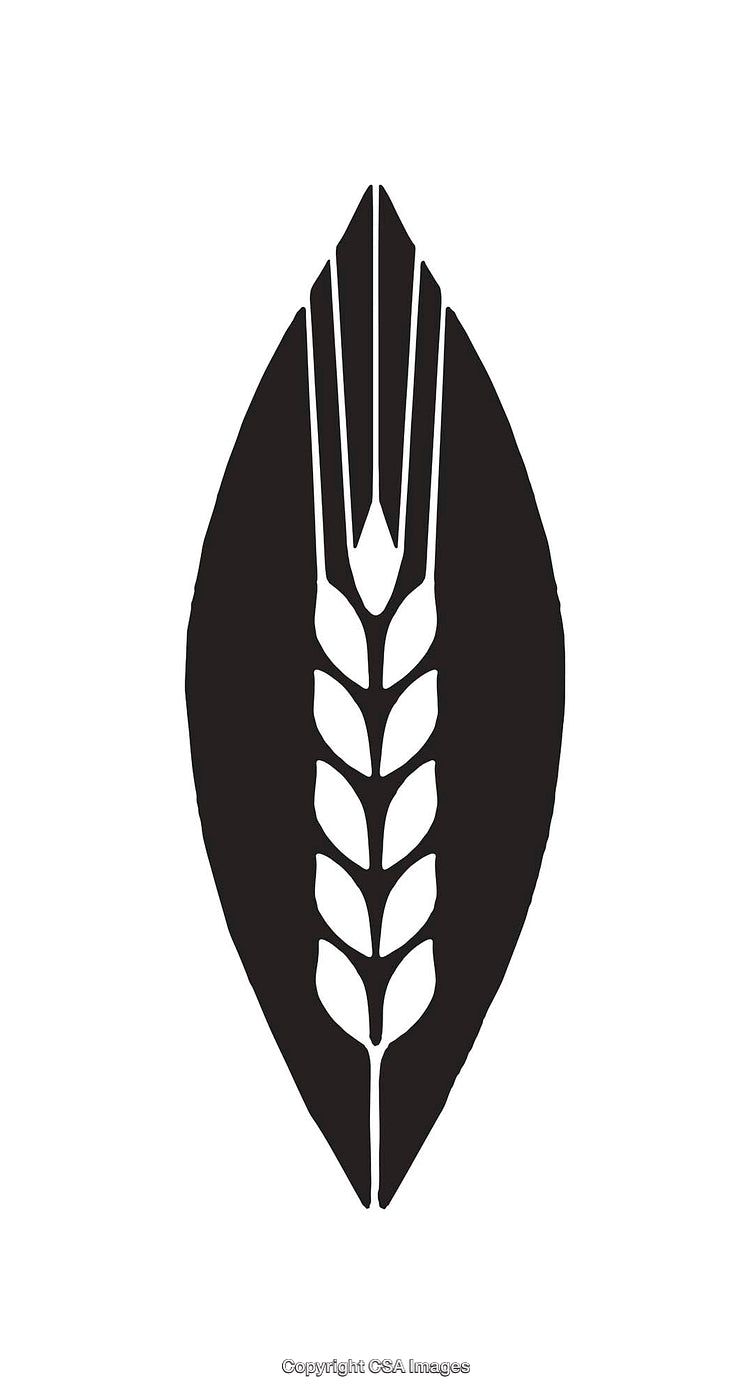 Black and White Minimalist Wheat Grain Silhouette Icon