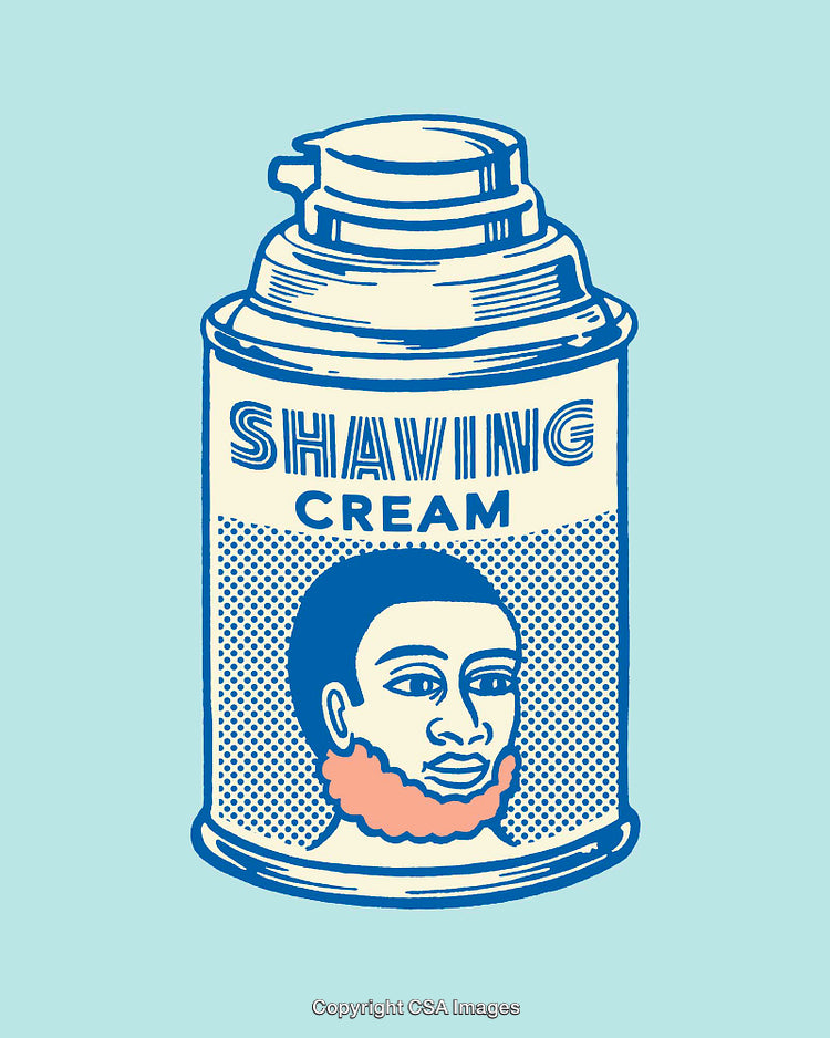Retro Line Art of Shaving Cream Can With Creative Facial Illustration