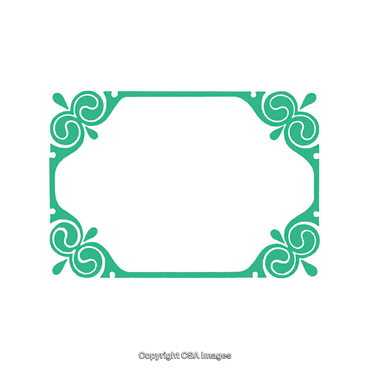 Elegant Decorative Vintage Border Design with Floral Elements in Green Color