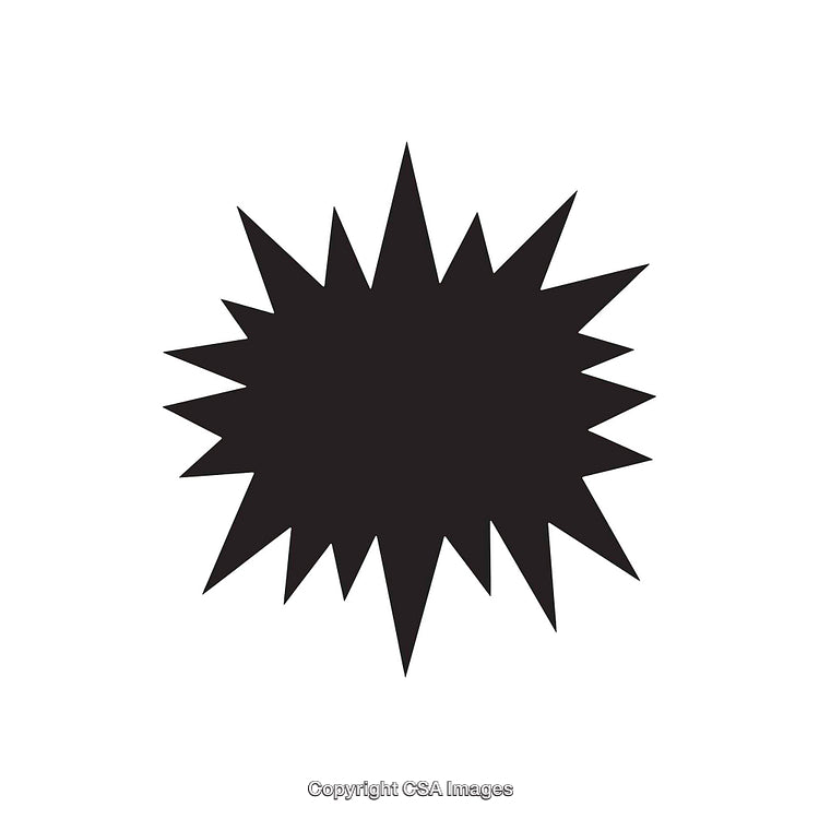 Black Starburst Shape Icon in a Minimalist Design