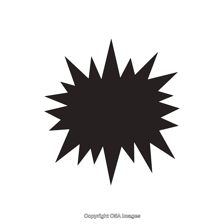 Black Starburst Shape Icon in a Minimalist Design