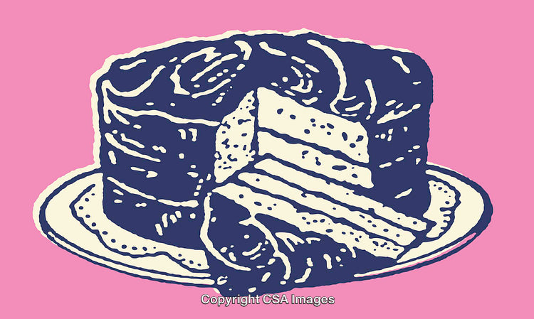 Colorful Line Art Illustration of a Layer Cake on a Plate