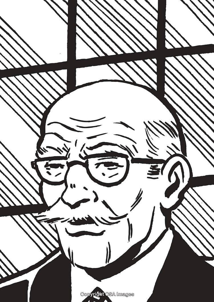Black and White Portrait of Aging Gentleman Wearing Glasses