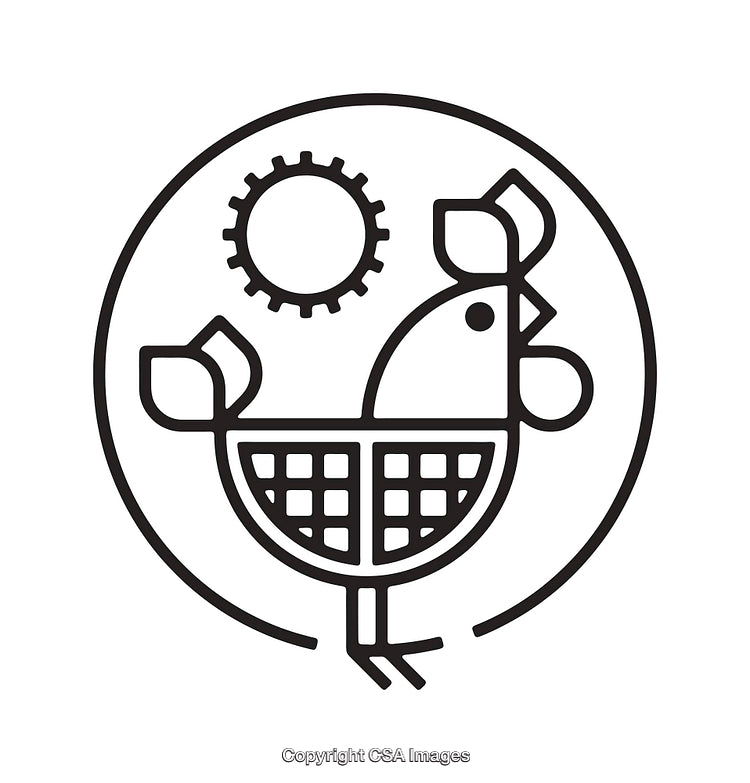 Stylized Line Art Illustration of a Bird with Circular Border