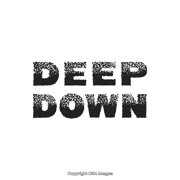 Bold Text Graphic Displaying the Words 'Deep Down' in Black Texture