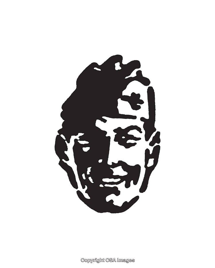 Black and White Line Art Featuring Smiling Cartoon Illustration