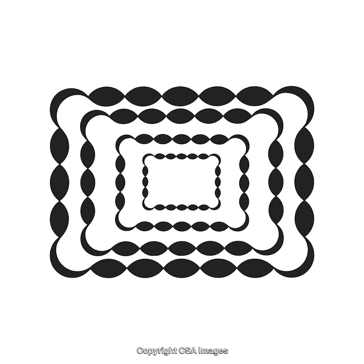 Abstract Black and White Border Design with Geometric Patterns