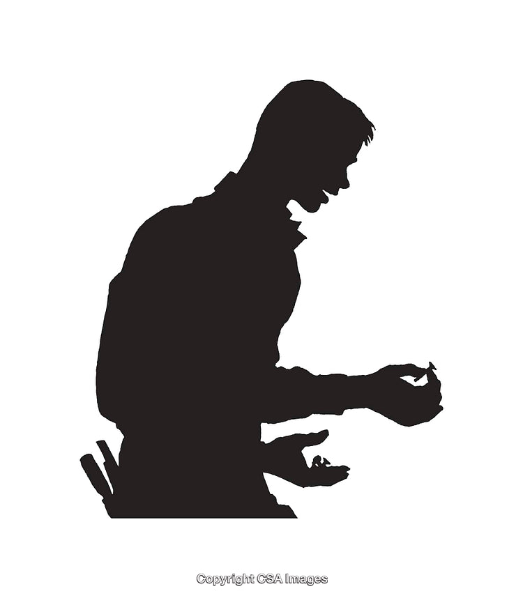 Silhouette of a Seated Man in Gesture Interaction