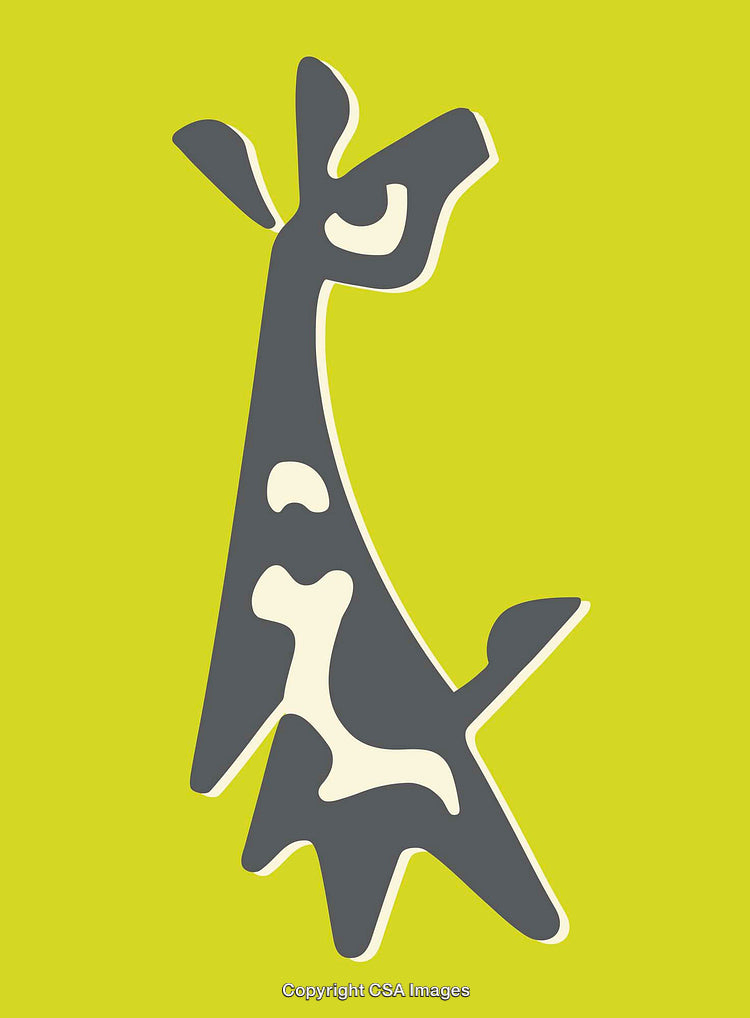 Colorful Abstract Giraffe Illustration on Bright Green Background