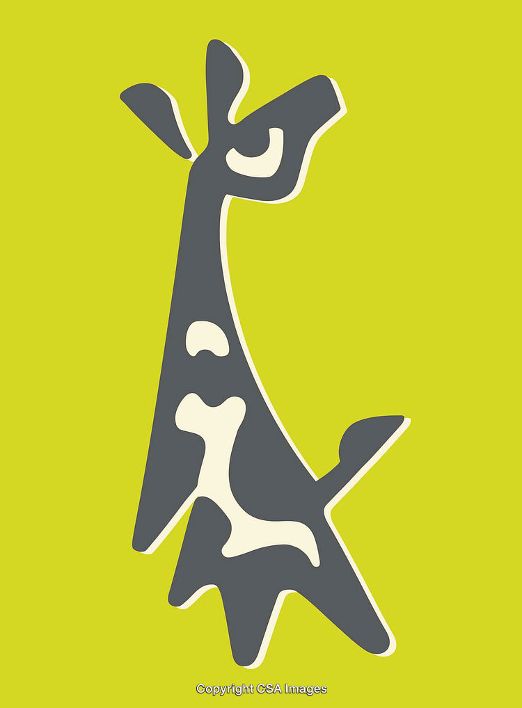 Colorful Abstract Giraffe Illustration on Bright Green Background