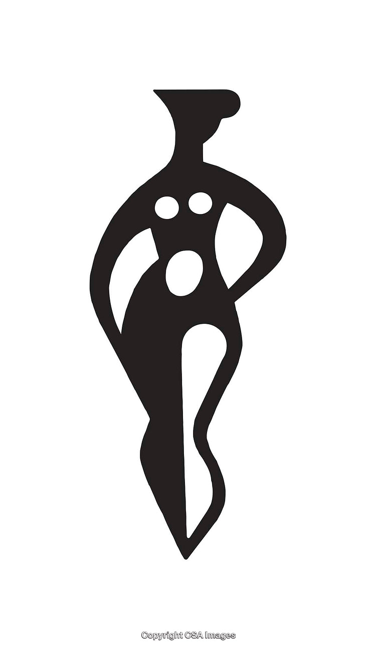 Abstract Black and White Line Art of a Stylized Human Figure
