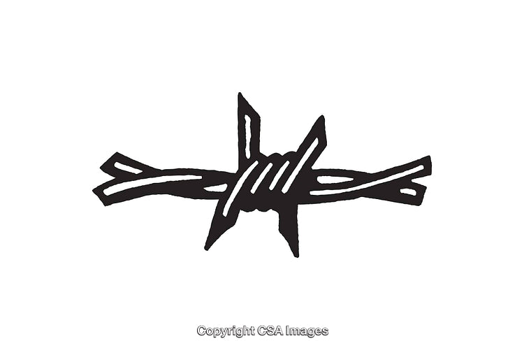 Black and White Illustration of Barbed Wire in Minimalist Style
