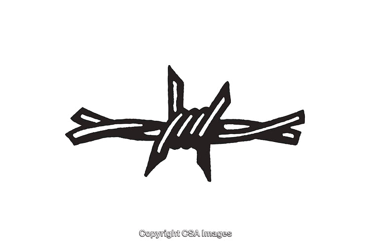Black and White Illustration of Barbed Wire in Minimalist Style