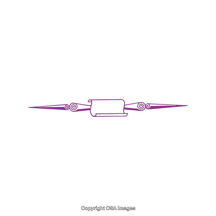 Purple Decorative Scroll Graphic With Symmetrical Flourishes on White Background