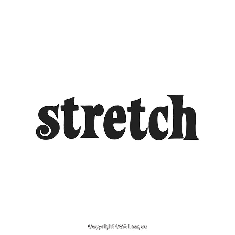 Stylized Black Typography of the Word 'Stretch' on a White Background