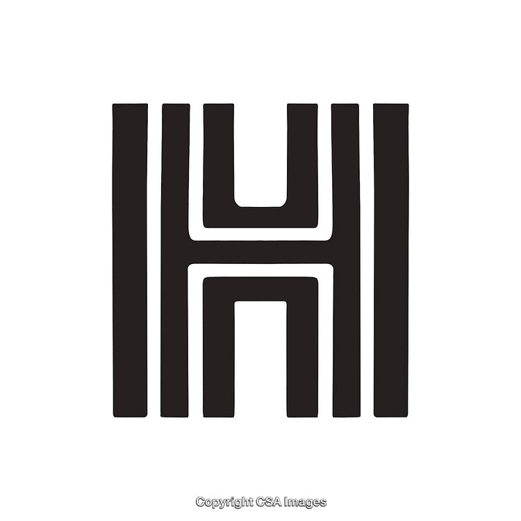 Modern Monochrome Letter H Design With Geometric Patterns