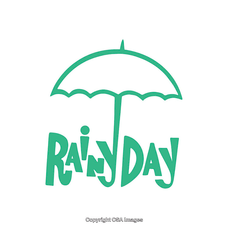 Minimalist Green Umbrella With Rainy Day Typography Design