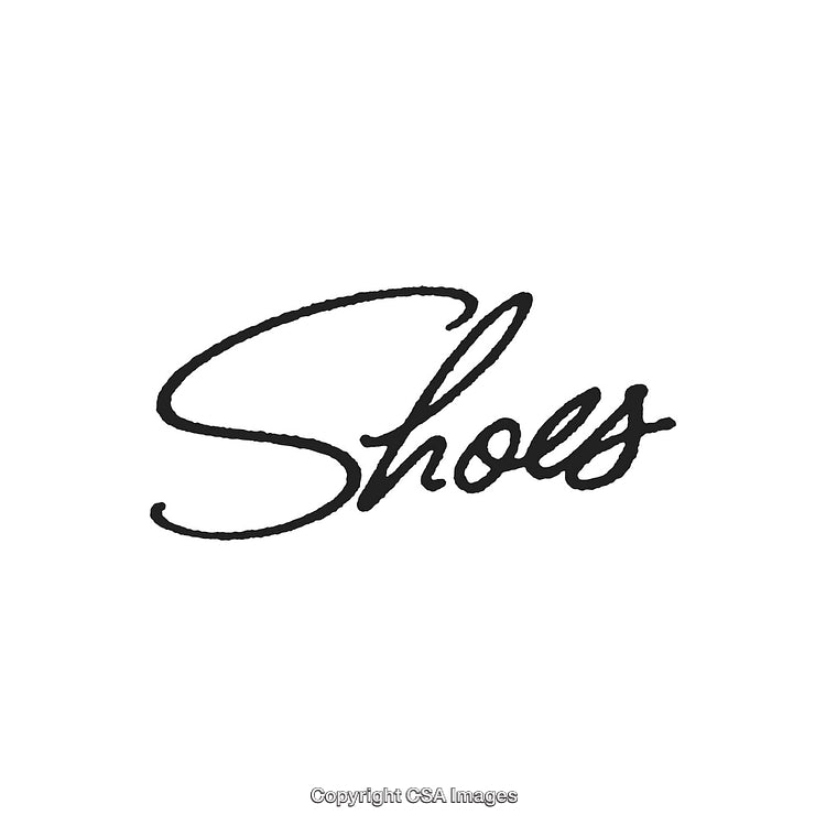 Stylish Calligraphy of the Word Shoes on a White Background