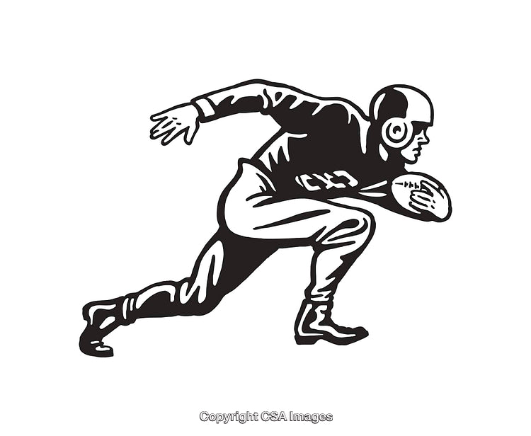 Vintage Football Player Illustration in Action Pose with Minimalist Style
