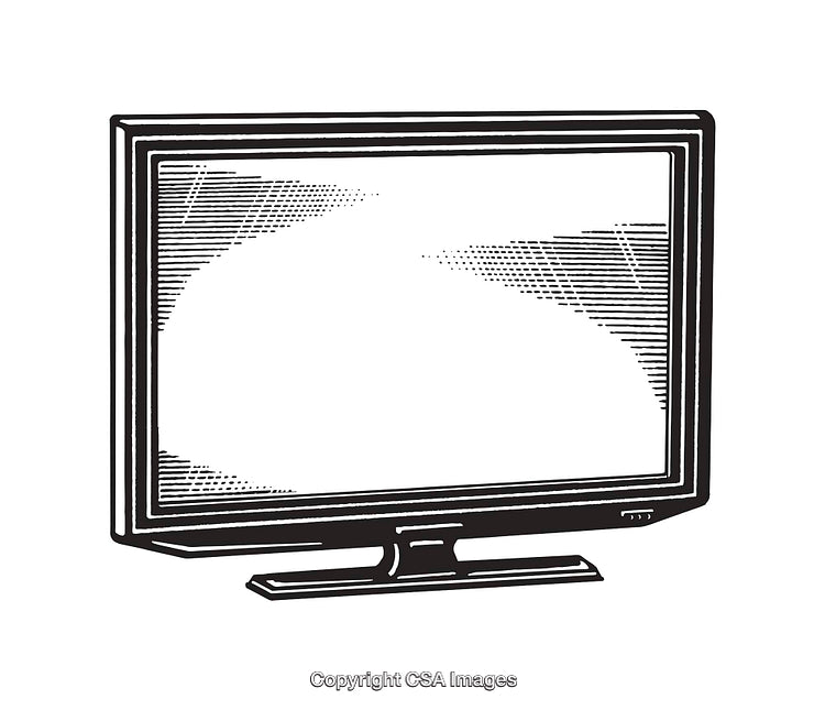 Modern Television Line Art Illustration in Black and White