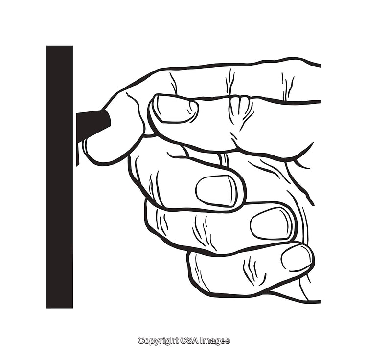 Line Art Illustration of a Hand Pressing a Button