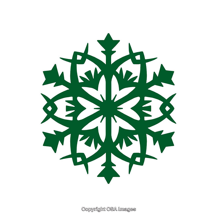 Intricate Green Snowflake Design on a White Background Symbolizing Winter