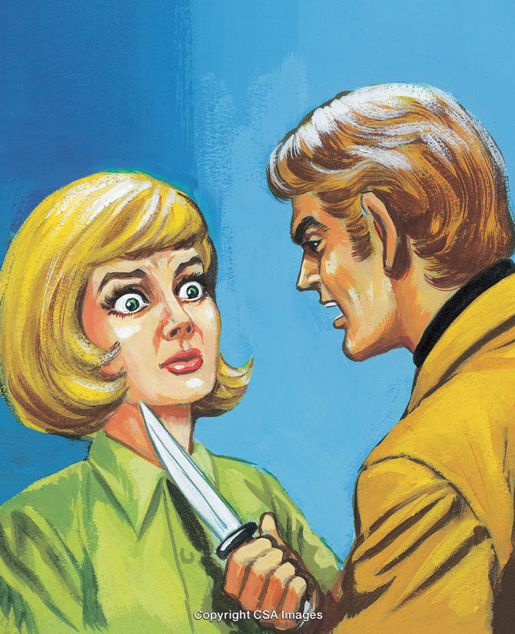 Vintage Illustration of a Dramatic Scene Depicting Tension Between Two Individuals
