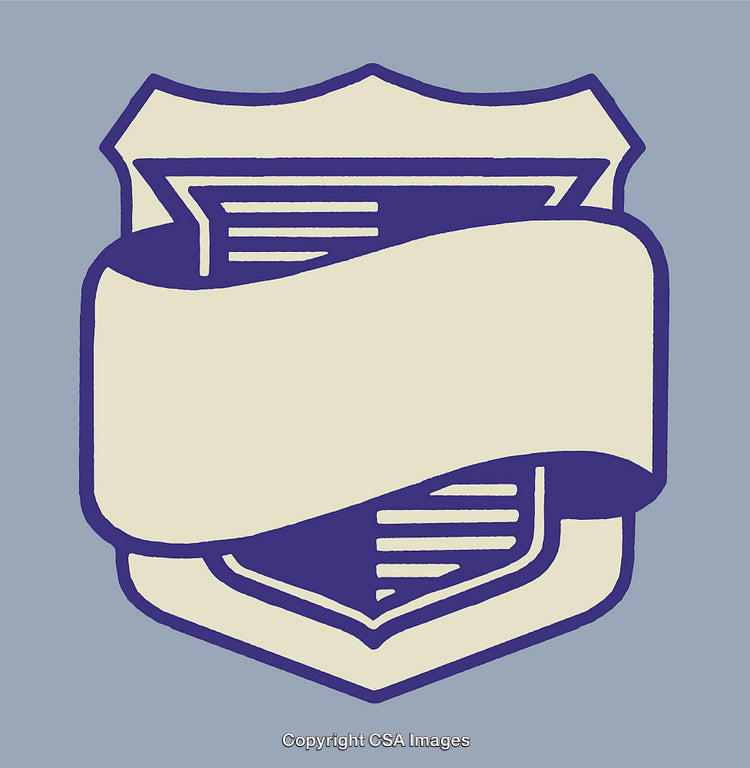 Minimalist Crest Line Art With Ribbon On Neutral Background