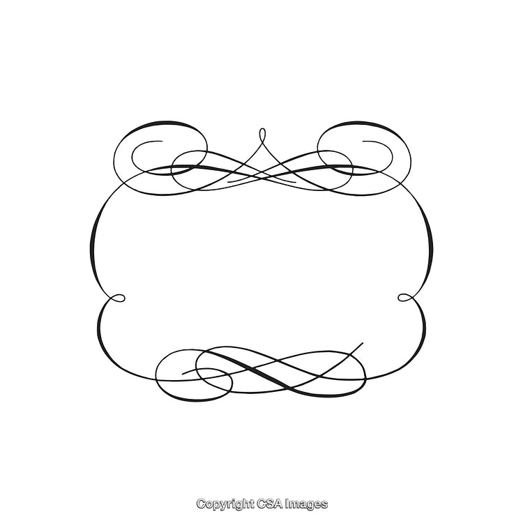 Elegant Decorative Ornament Design with Curved and Intricate Black Swirls