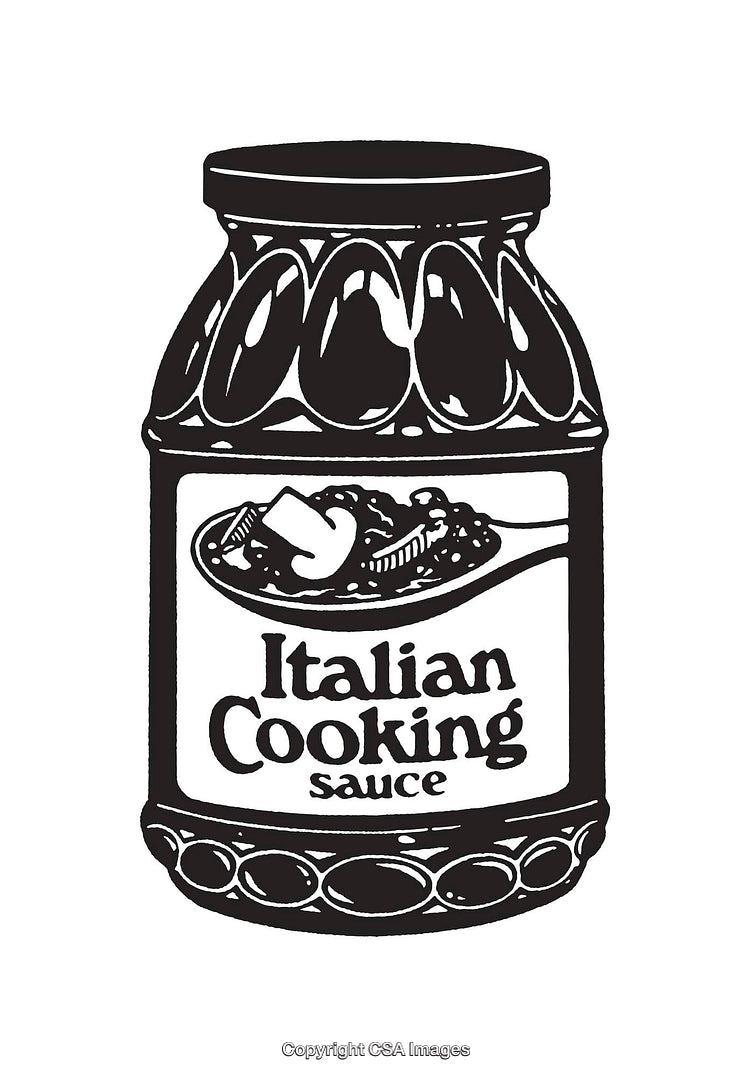 Black and White Line Art of an Italian Cooking Sauce Jar