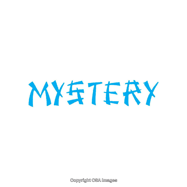Abstract Blue Text Reading 'Mystery' on a Clean White Background