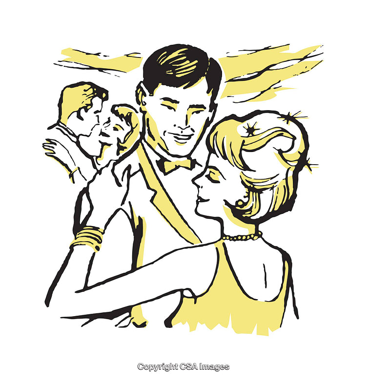Charming Retro Dance Scene with Couples in Elegant Vintage Attire