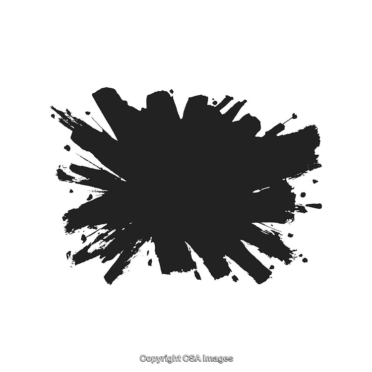 Abstract Black Ink Splatter on White Background