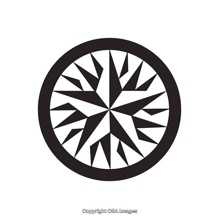 Abstract Black and White Circular Geometric Design with Sharp Shapes