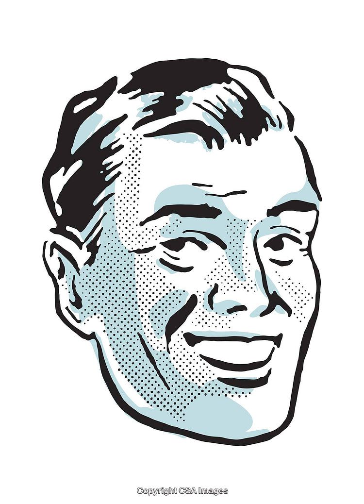 Retro Style Comic Illustration of Smiling Male Character