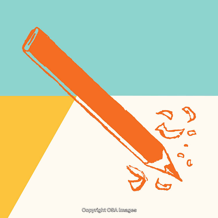 Minimalist Illustration of Pencil on Colorful Background with Artistic Shavings