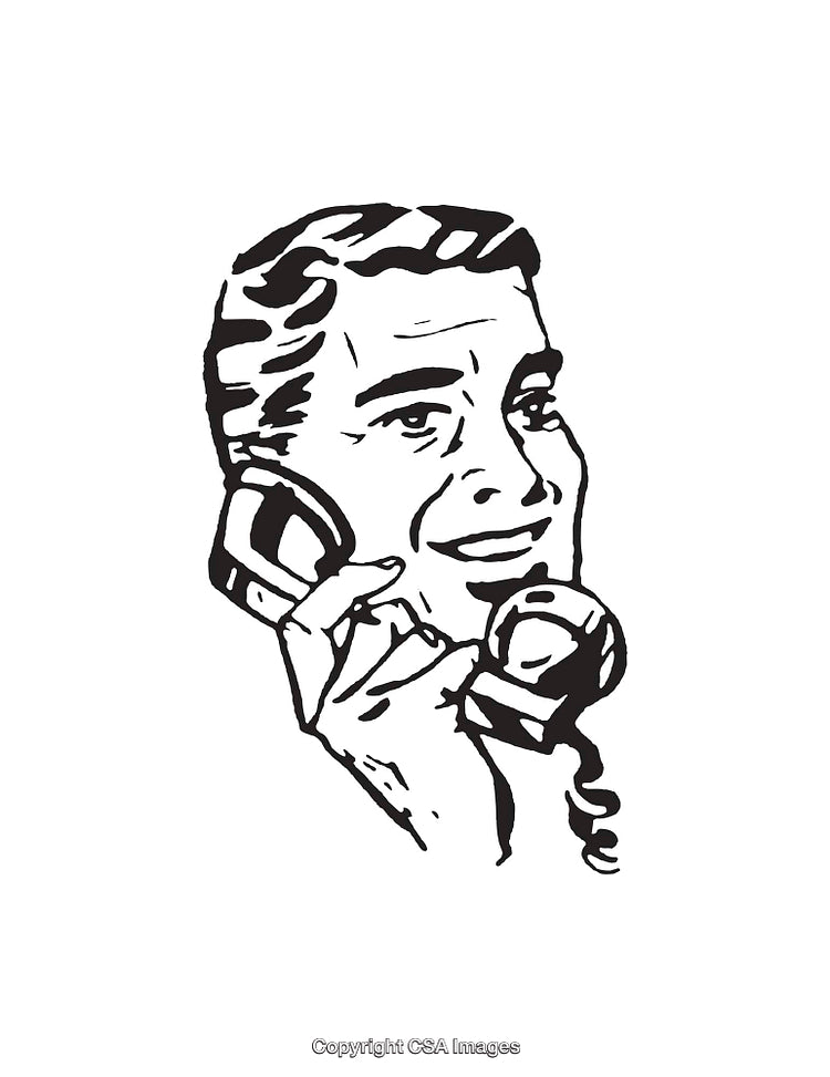 Retro Style Illustration of a Man Holding a Telephone Receiver